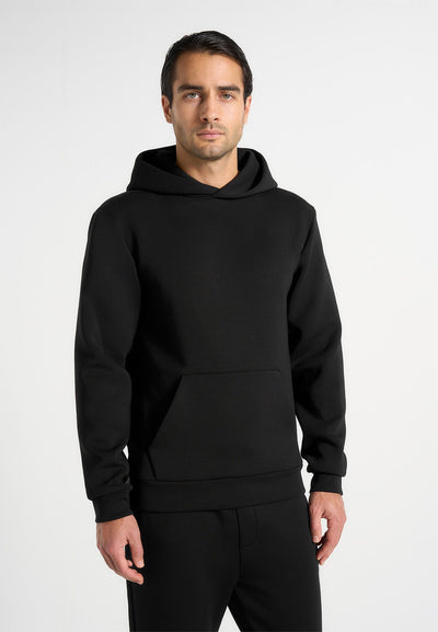Drew - Neoprene Minimal Regular Fit Hoodie - Black
