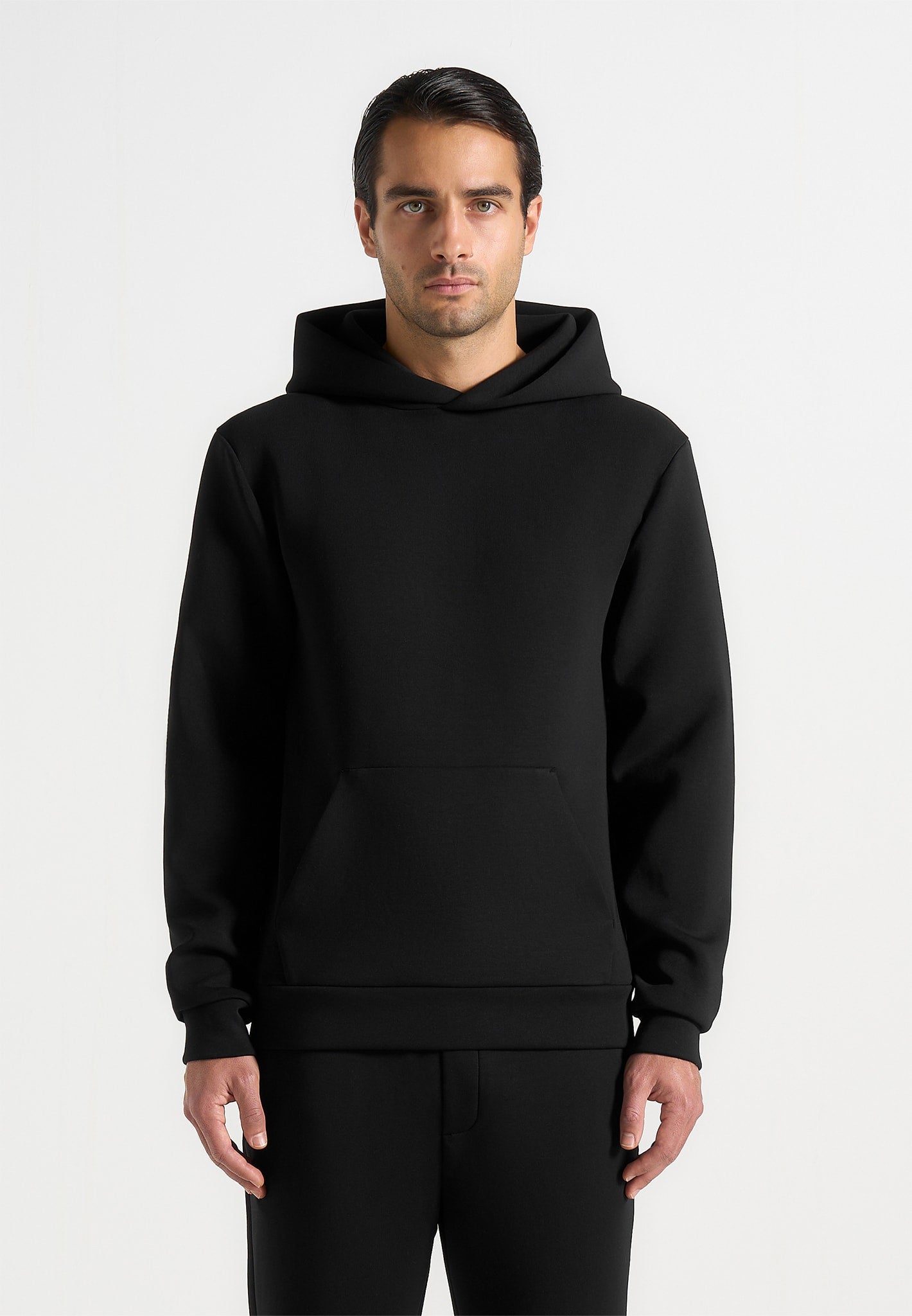 drew-neoprene-minimal-regular-fit-hoodie-black