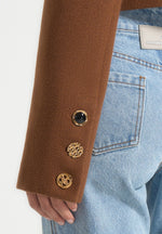 Evana - Structured Wool Jacket With Mixed Buttons - Rust