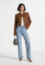 Evana - Structured Wool Jacket With Mixed Buttons - Brown