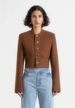 Evana - Structured Wool Jacket With Mixed Buttons - Brown