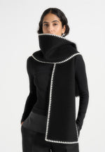 Aube - Blanket Stitch Wool Scarf - Black