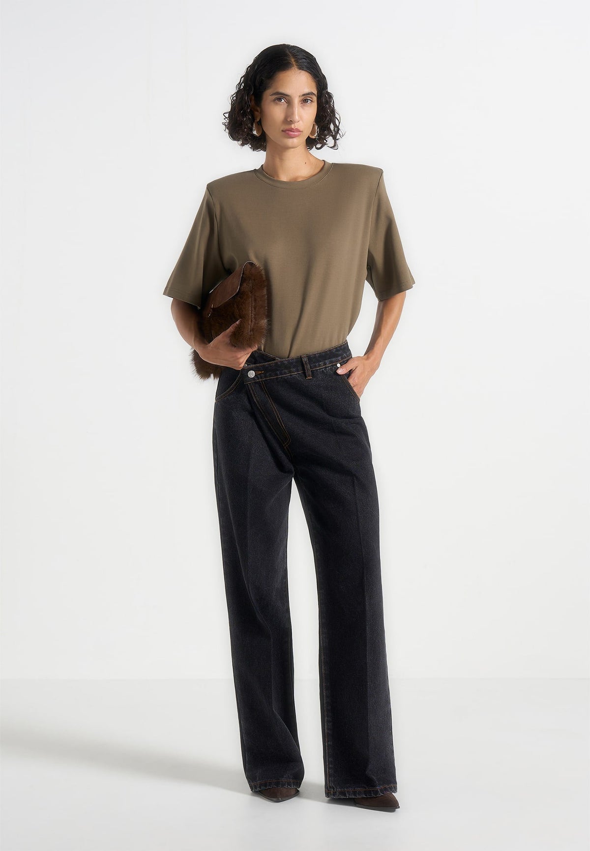 BS002 - Wide Shoulder Bodysuit T-Shirt - Olive