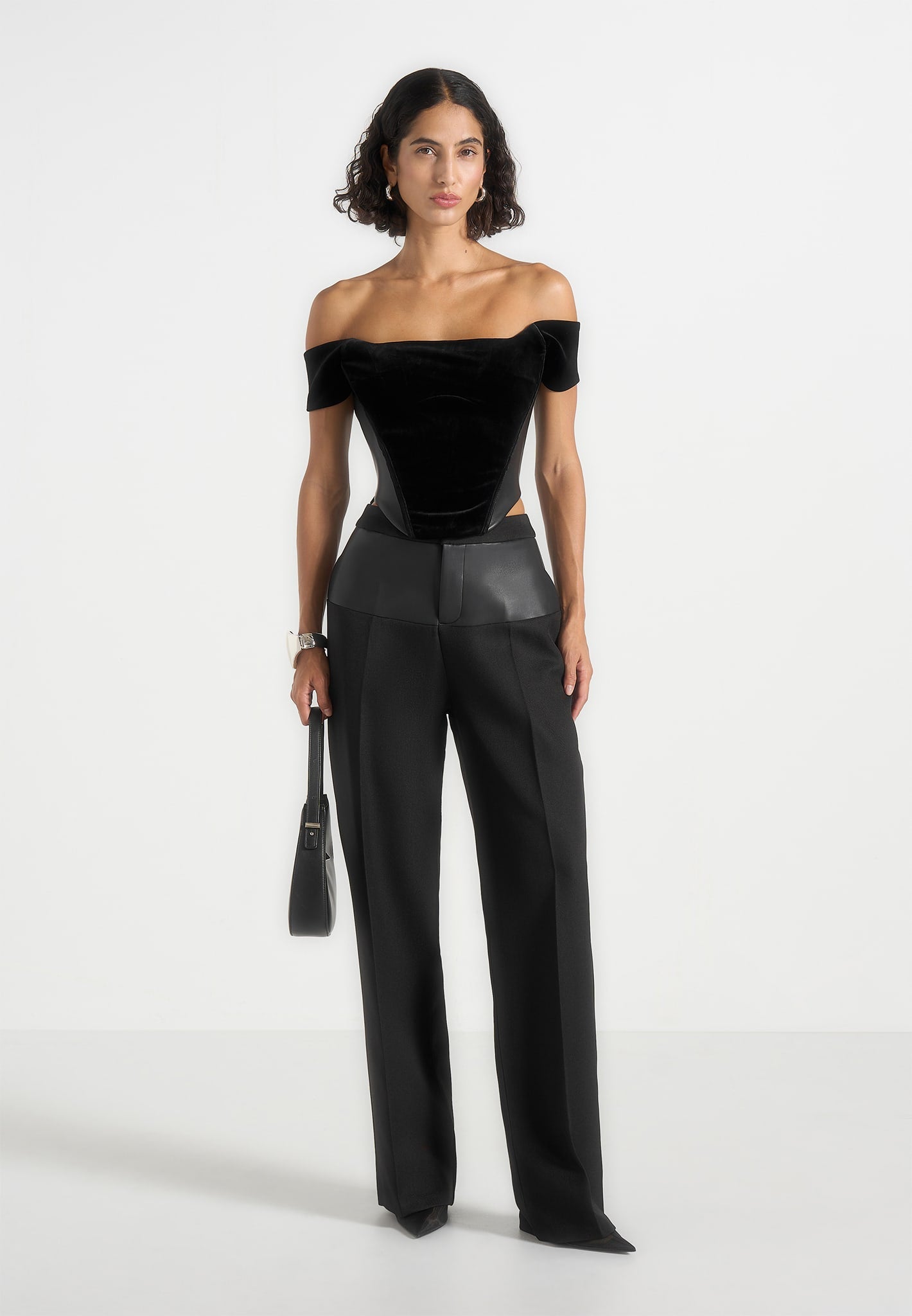 fae-velvet-leather-bardot-corset-top-black 