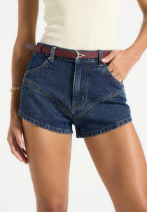 Lore - Contour Denim Mini Shorts - Indigo