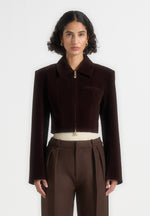 Adina - Structured Velvet Jacket - Brown