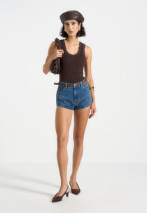 Lore - Contour Denim Mini Shorts - Mid Blue