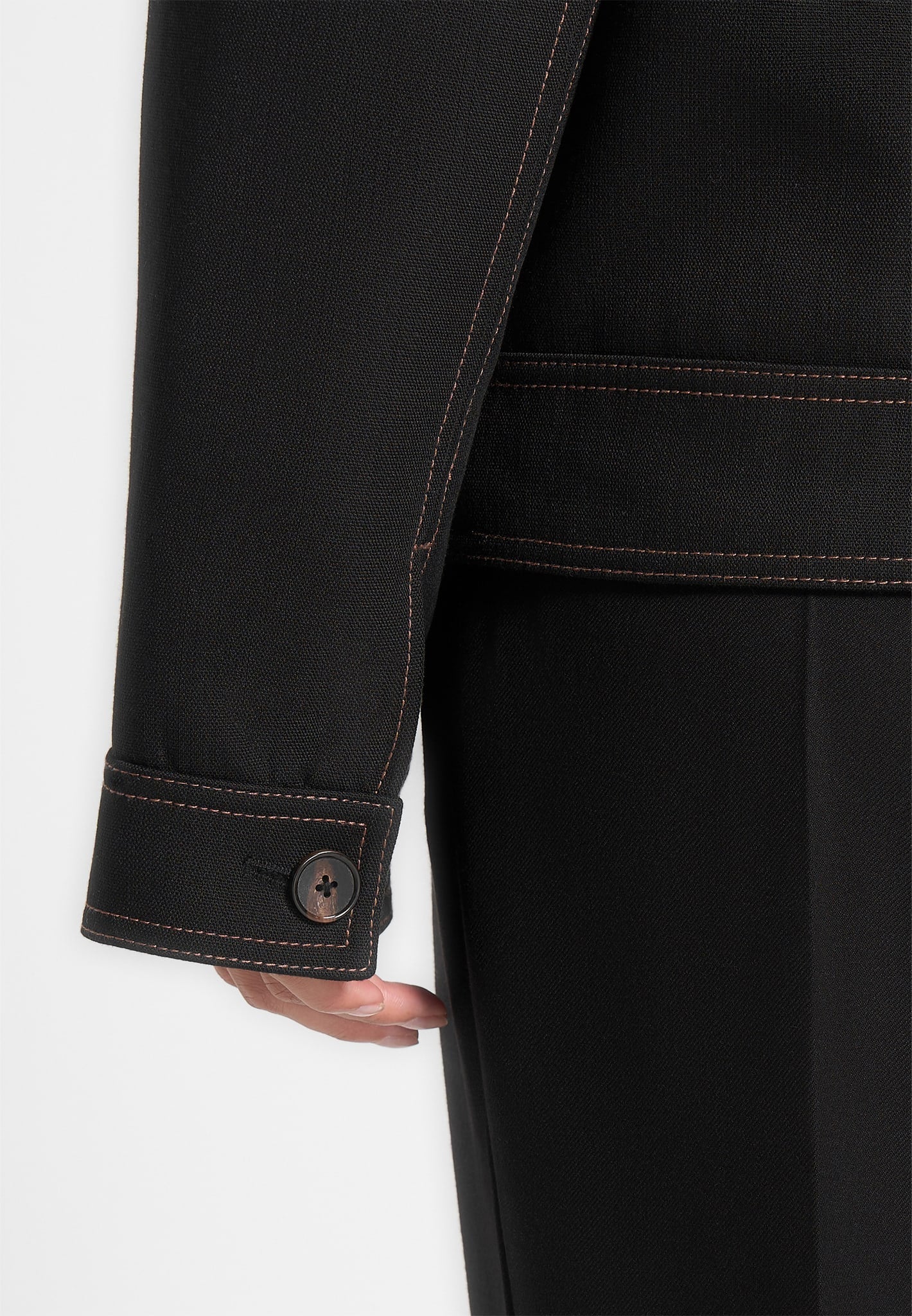 Mika - Unisex Tailored Double Breasted Jacket With Contrast Stitch - Black