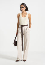 VS001 - Scoop Neck Ribbed Cotton Vest - Cream