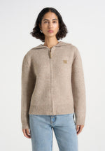 Billie - Unisex Brushed Wool Zip Hoodie - Beige