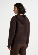 Eden - Unisex Ribbed Knit Zip Up Hoodie - Brown
