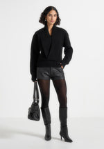 Azra - Plunge Knit Jumper - Black