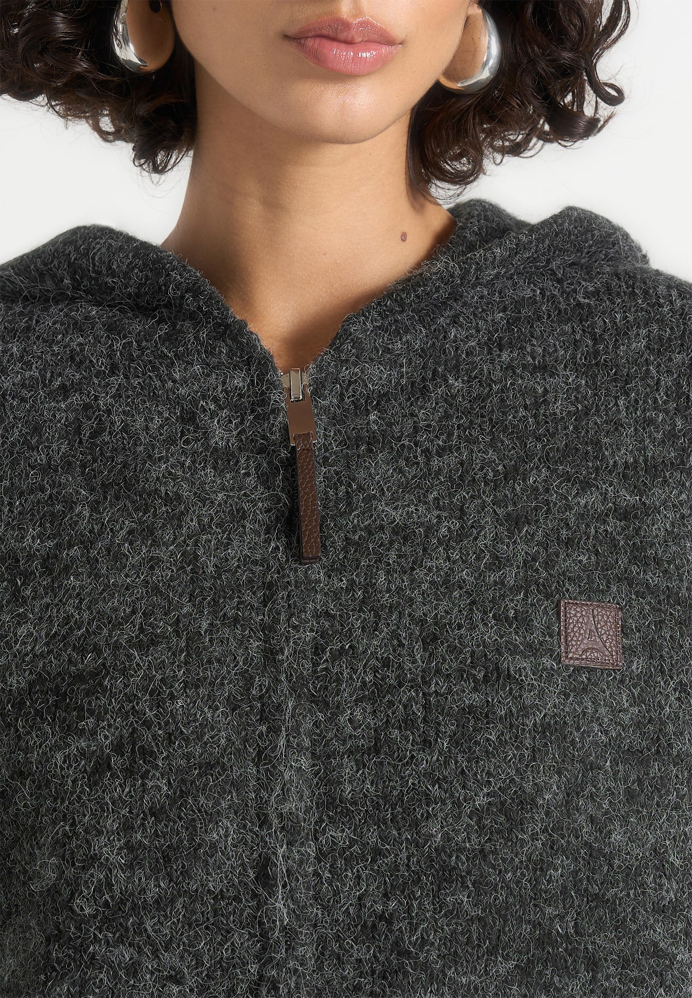 Billie - Unisex Brushed Wool Zip Hoodie - Grey