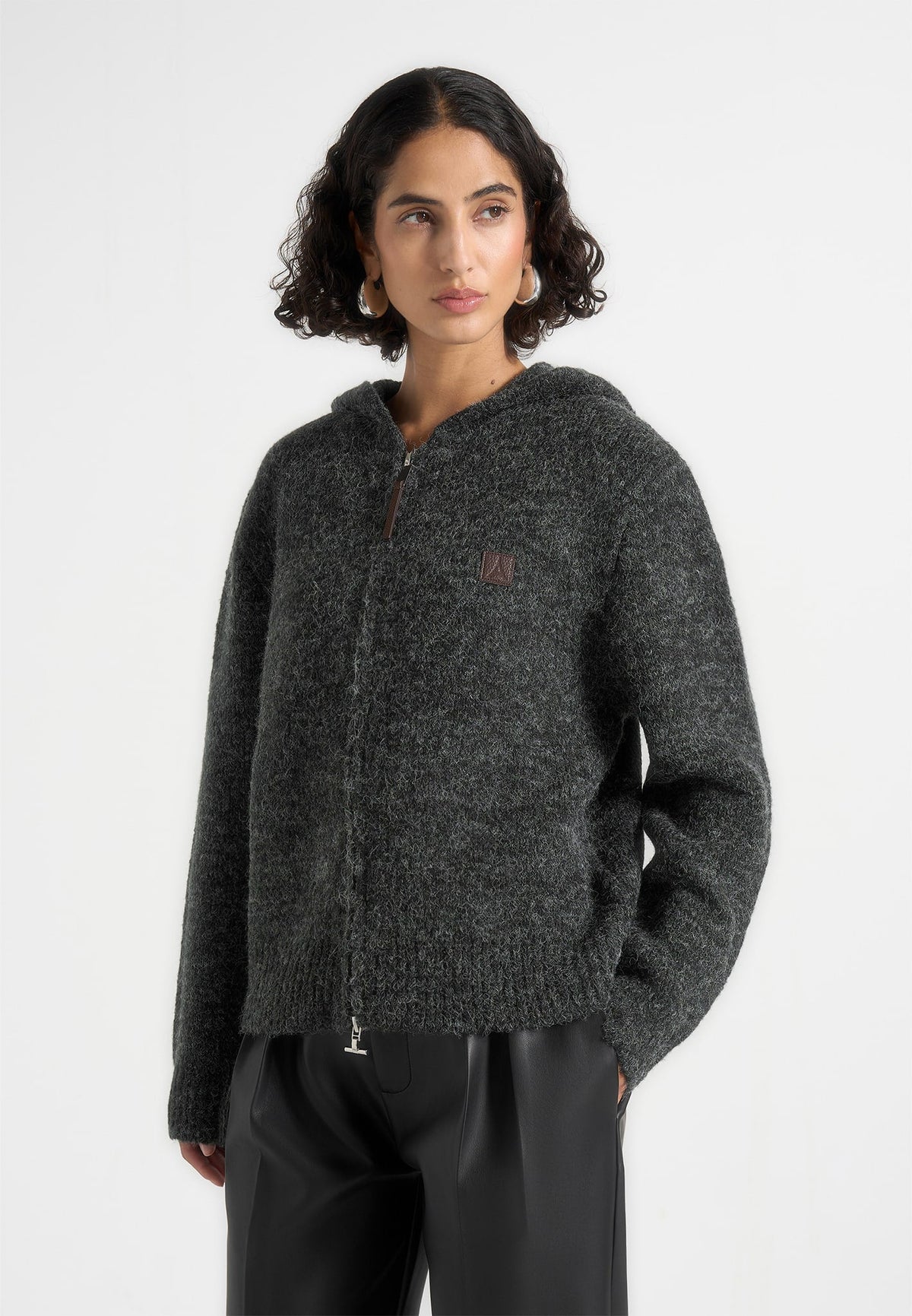Billie - Unisex Brushed Zip Hoodie - Grey