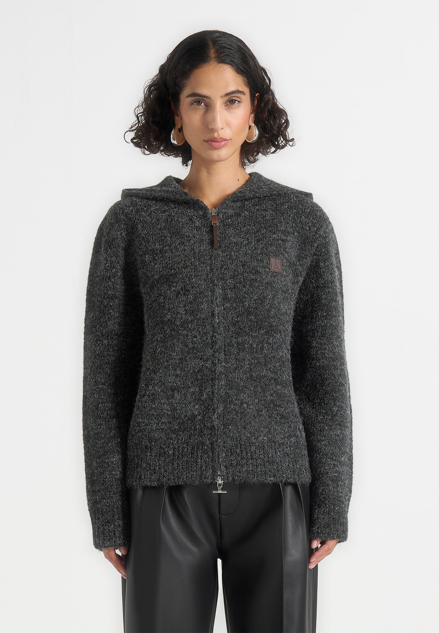 Billie - Unisex Brushed Wool Zip Hoodie - Grey