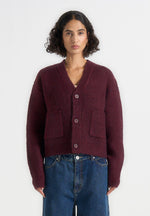 Charlie - Unisex Knitted Cardigan - Wine Red