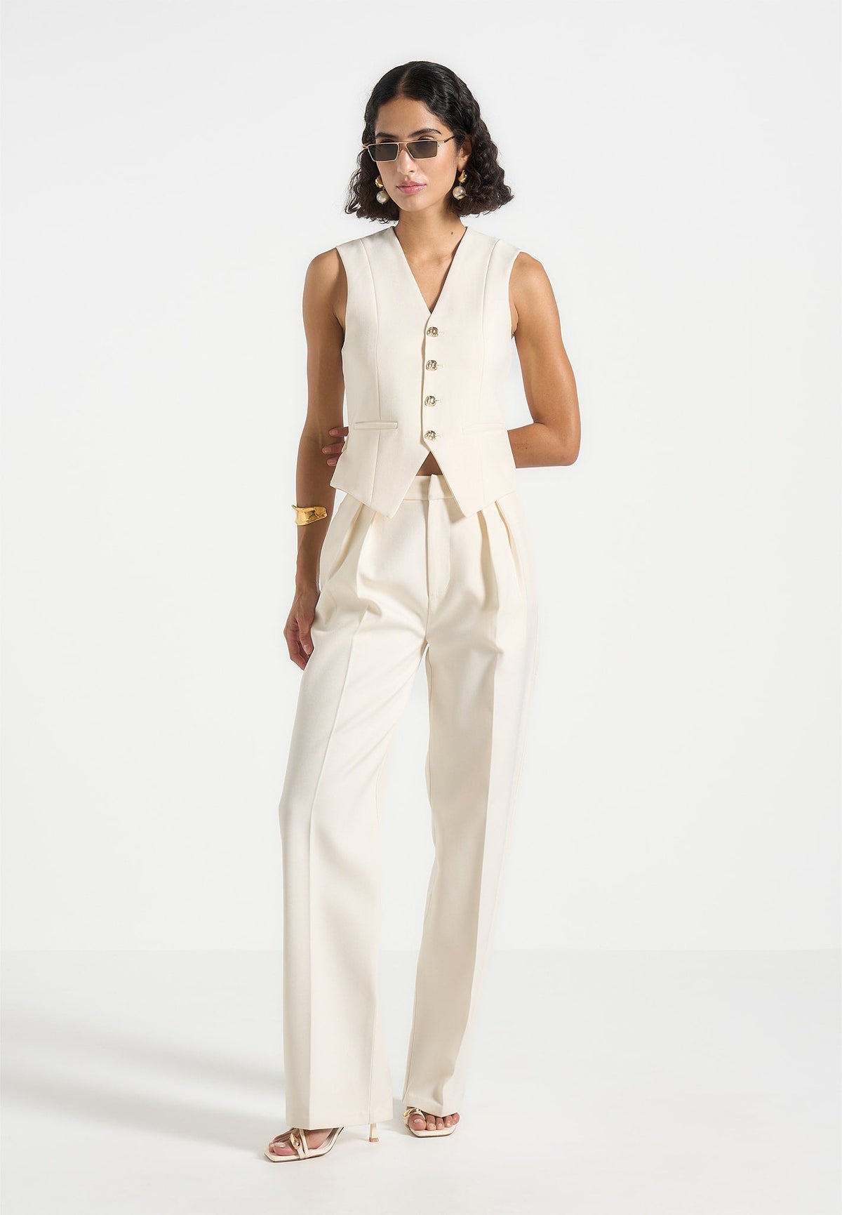 Christine - Tailored Cinch Waistcoat - Off White
