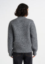 Dani - Unisex Asymmetric Brushed Wool Knit Cardigan - Grey