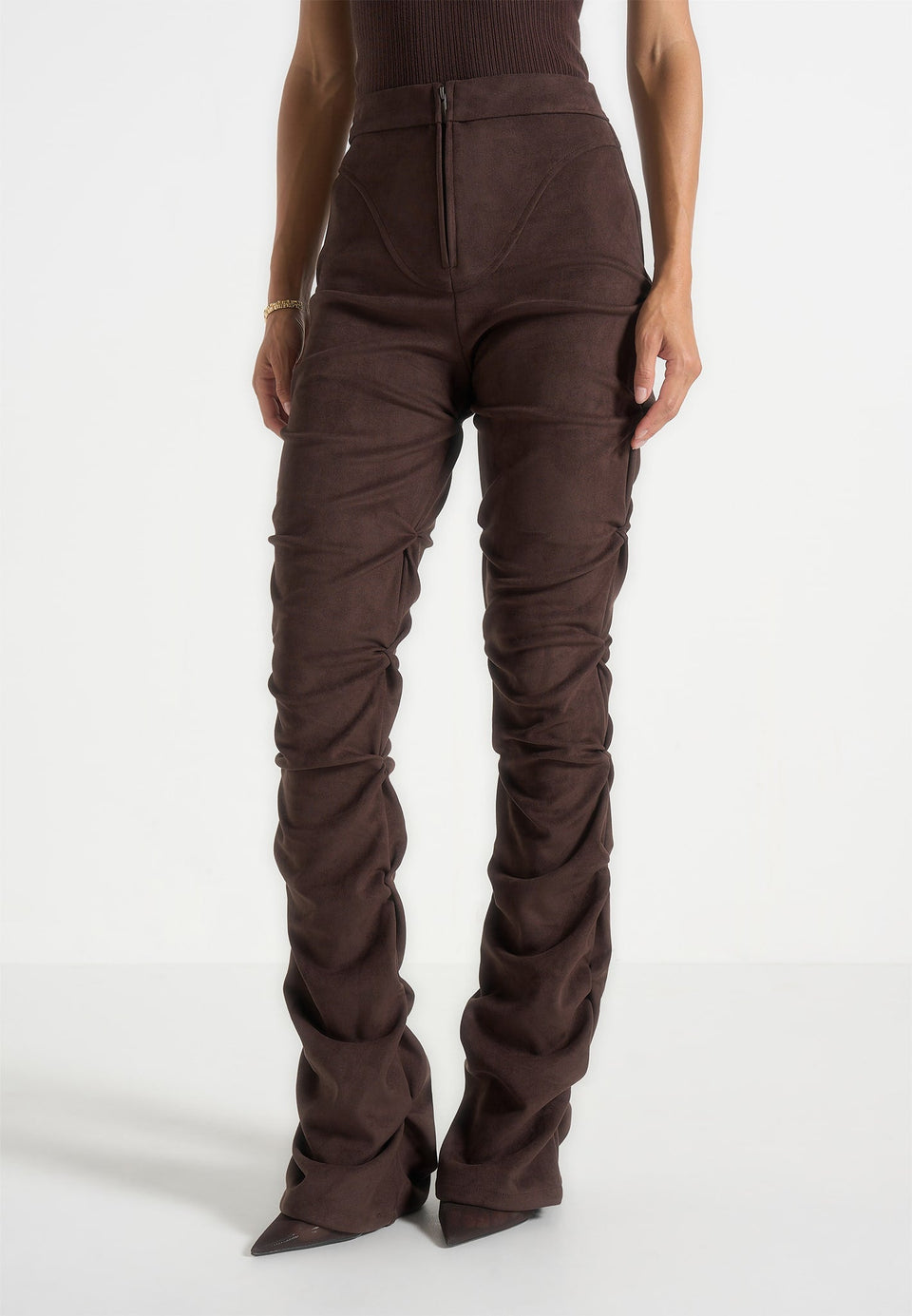 caroline-tacked-suede-fit-and-flare-trousers-brown
