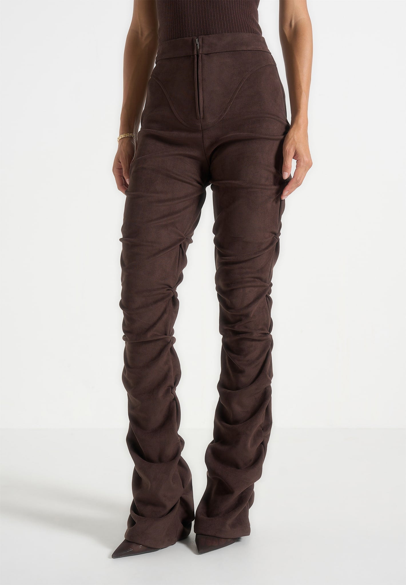 caroline-tacked-suede-flared-trousers-brown 
