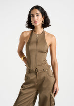 claudette-satin-halterneck-backless-top-dark-olive