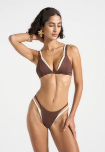 Nelly - Double Layer Bikini Bottoms - Brown/Cream