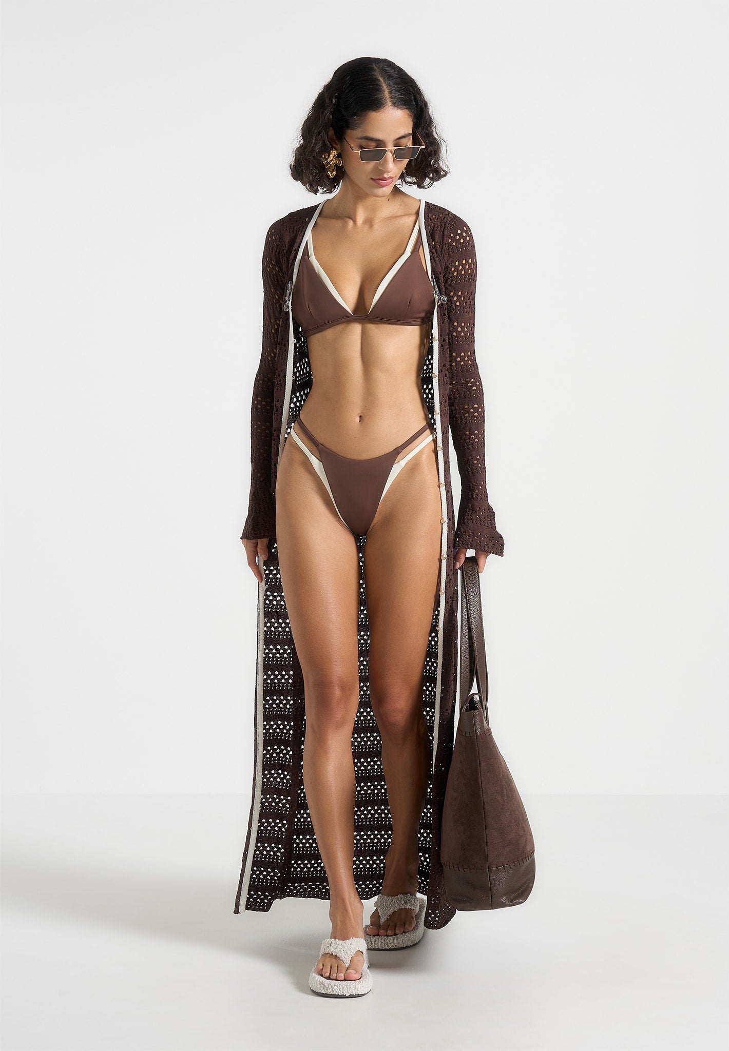 Nelly - Double Layer Bikini Bottoms - Brown/Cream