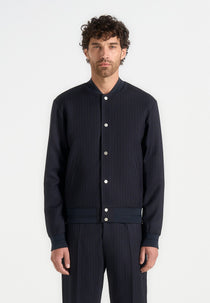 Savin - Pinstripe Bomber Jacket - Navy