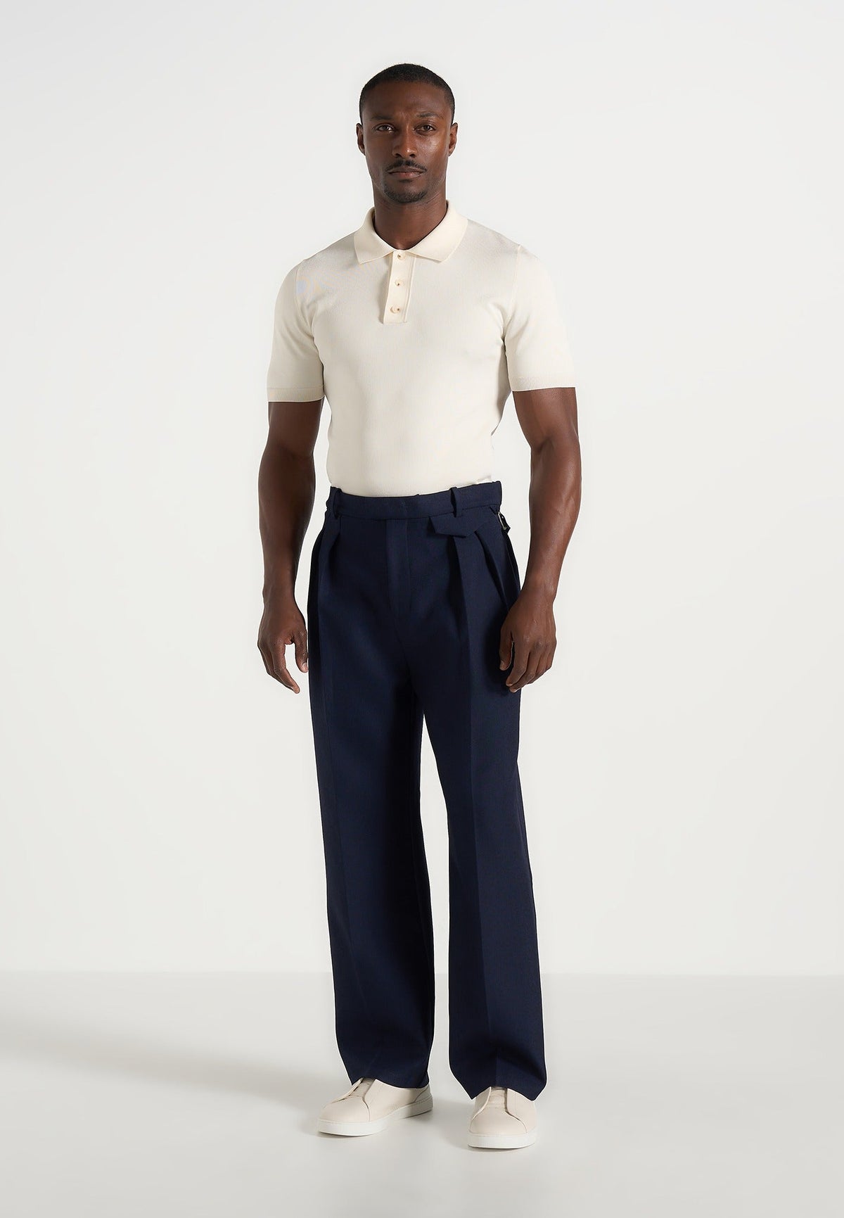 Pierre - Twin Pleat Tailored Pants - Navy