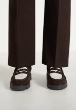 Diego - Suede & Crochet Penny Loafer - Brown/White