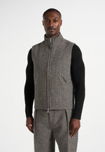 levi-herringbone-wool-zip-gilet-grey