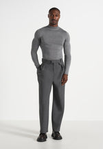 KW003 - Fitted Mock Neck Wool-Blend Jumper - Grey