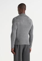KW003 - Fitted Mock Neck Wool-Blend Jumper - Grey