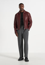 Yves - Minimal Leather Jacket - Wine Red