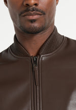 Leather Bomber Jacket - Brown
