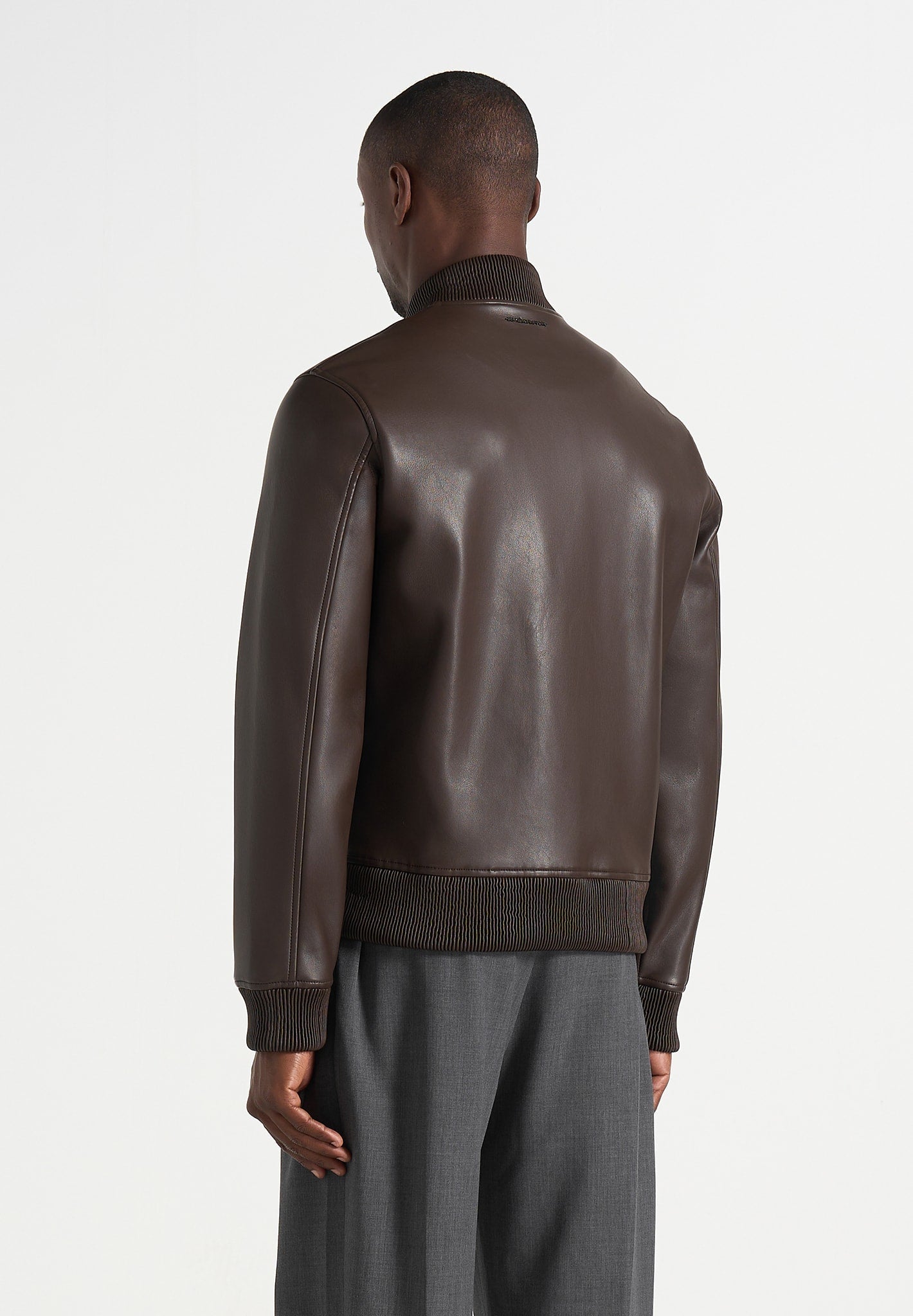 Leather Bomber Jacket - Brown
