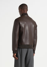 Leather Bomber Jacket - Brown