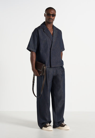 Abel - Boxy Double Breasted Denim Shirt - Indigo