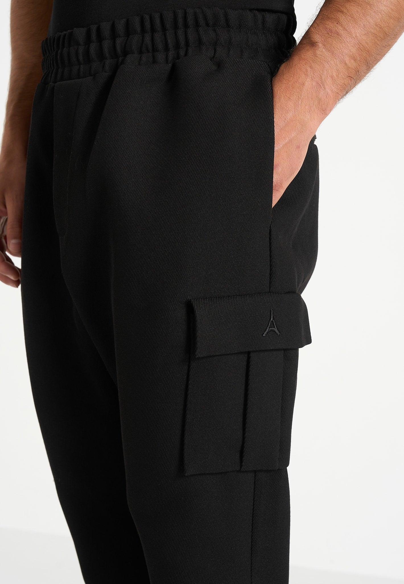 Twill Cargo Regular Fit Pants - Black