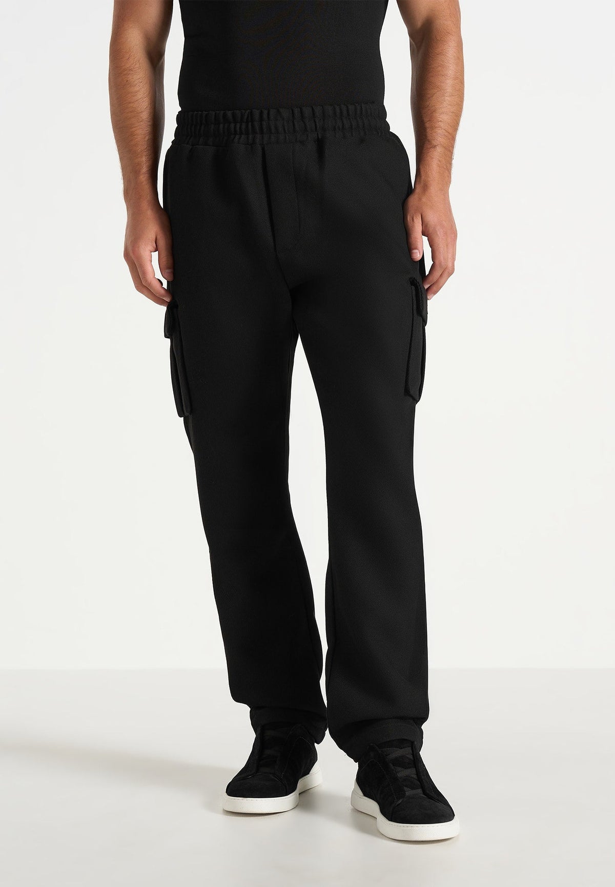 Twill Cargo Regular Fit Pants - Black