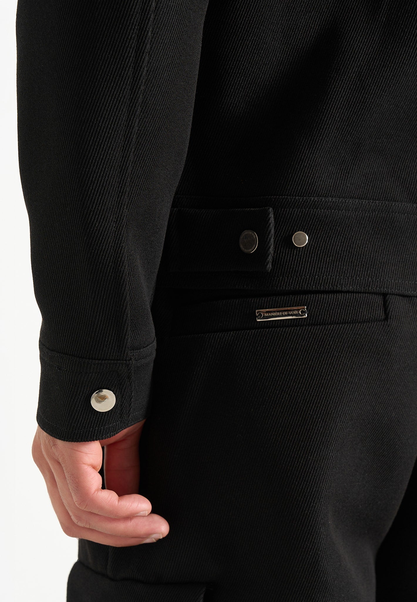 twill-trucker-jacket-with-velvet-collar-black