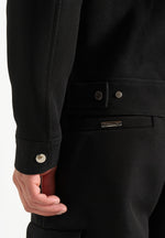Twill Trucker Jacket with Velvet Collar - Black