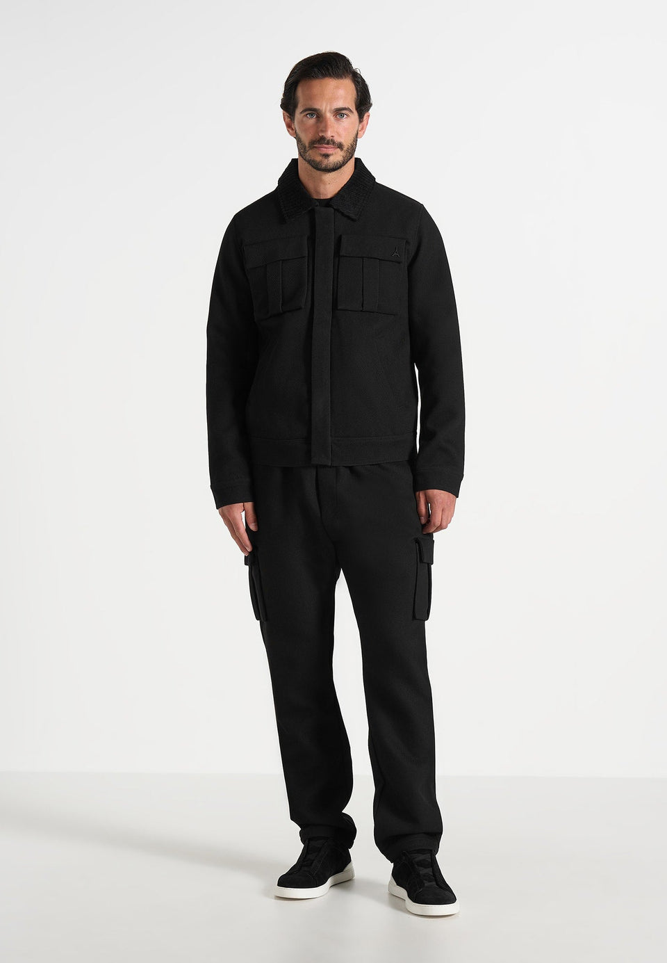 twill-trucker-jacket-with-velvet-collar-black