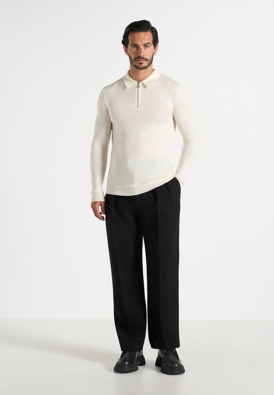 merino-wool-long-sleeve-polo-top-with-zip-off-white