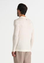 Merino Wool Long Sleeve Revere Polo Shirt - Off White