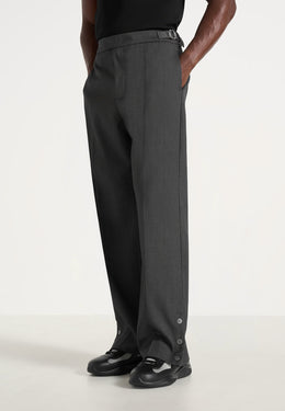 Boris - Tailored Wool-Blend Button Cuff Trousers - Grey