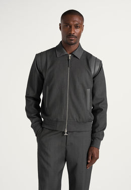 Denis - Tailored Wool-Blend Varsity Jacket - Grey