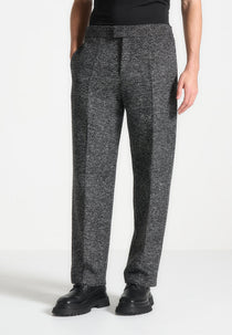 Brushed Herringbone Pants - Black
