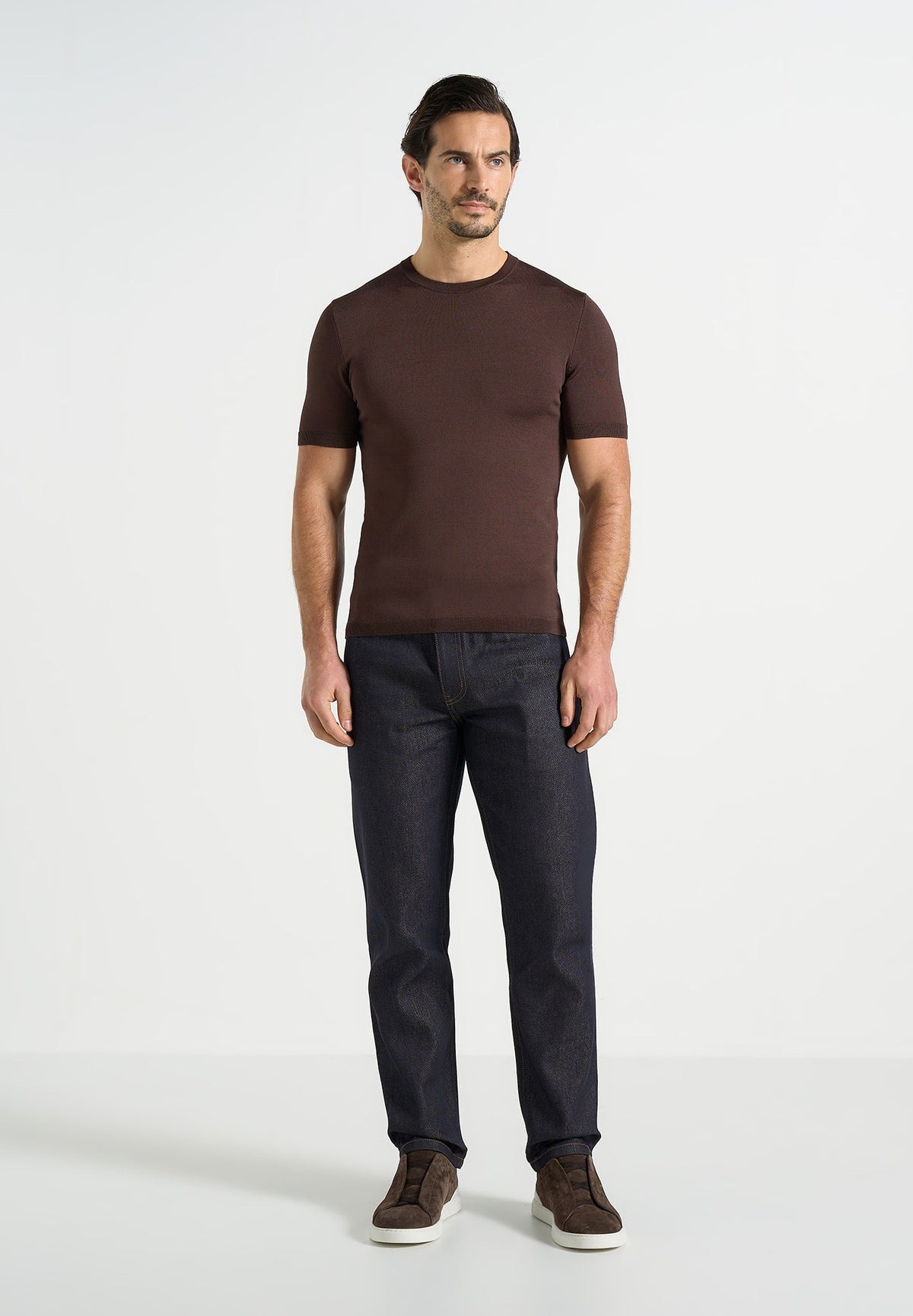 TS010 - Luxe Knitted T-Shirt - Brown