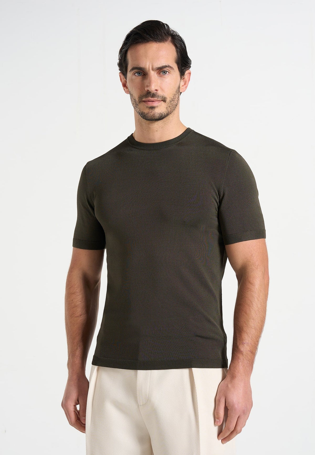 TS010 - Luxe Knitted T-Shirt - Olive